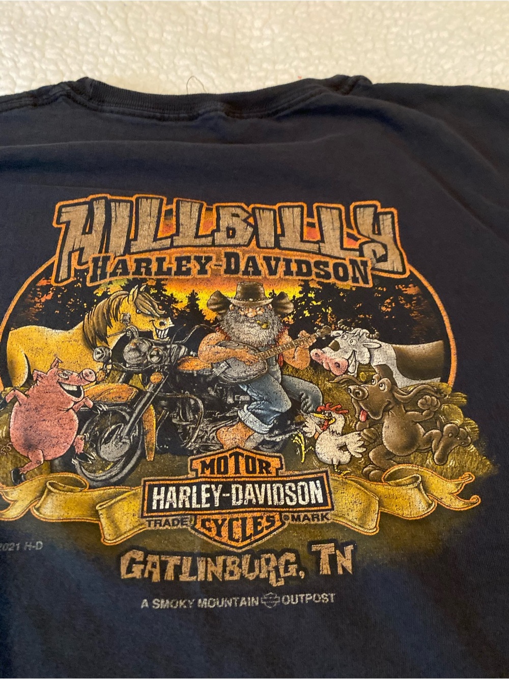 Harley-Davidson Black Tee with Yellow Hillbilly Logo - Picture 7 of 13